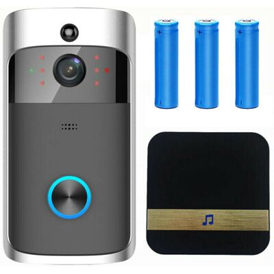 GOPLUSHTOY (Black, Doorbell+Ring Chime+3xBatteries) WiFi Wireless Video Doorbell Camera Sma GOPLUSHTOY (Black, Doorbell+Ring Chime+3xBatteries) WiFi Wireless Video Doorbell Camera Sma