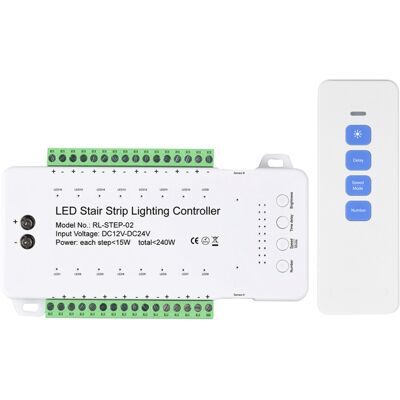 Typecat Dimmable Stair LED Controller 16 Channels Dual PIR Motion Sensor Step Typecat Dimmable Stair LED Controller 16 Channels Dual PIR Motion Sensor Step