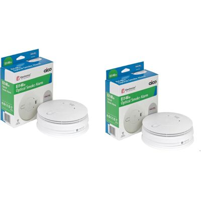 Aico EI146e Set of 2 Mains Hard Wired Smoke Alarms with 9V Battery Back Up , Whi Aico EI146e Set of 2 Mains Hard Wired Smoke Alarms with 9V Battery Back Up , Whi