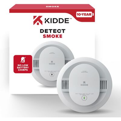 Kidde Smoke Detector, 10-Year Battery Powered, LED Warning Light Indicators Kidde Smoke Detector, 10-Year Battery Powered, LED Warning Light Indicators