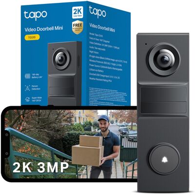 TP-LINK Tapo TD20 2K Battery Video Doorbell No Monthly fee,160 Doorbell Camera Wireless TP-LINK Tapo TD20 2K Battery Video Doorbell No Monthly fee,160 Doorbell Camera Wireless