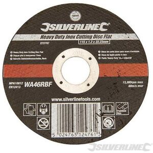 Silverline 115mm x 1.2mm x 22mm Angle Grinder Thin Metal Cutting Slitting Disc Silverline 115mm x 1.2mm x 22mm Angle Grinder Thin Metal Cutting Slitting Disc