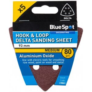 Unbranded Bluespot 93mm 5 Pack 80 Grit Delta Sanding Sheets - Hook Loop 6 Hole Blue Spot - Unbranded Bluespot 93mm 5 Pack 80 Grit Delta Sanding Sheets - Hook Loop 6 Hole Blue Spot -