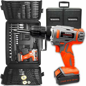 Terratek 18V Cordless Drill and Screwdriver Set & Drill Bit 89 Piece Kit Li-ion Terratek 18V Cordless Drill and Screwdriver Set & Drill Bit 89 Piece Kit Li-ion