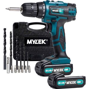 (Green) Mylek 18V Fast Charge Drill With Spare Battery (Green) Mylek 18V Fast Charge Drill With Spare Battery