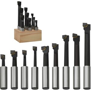 vidaXL 9x Boring Cutters 12 mm with Wood Base Lathe Milling Tool Kit Hardware vidaXL 9x Boring Cutters 12 mm with Wood Base Lathe Milling Tool Kit Hardware