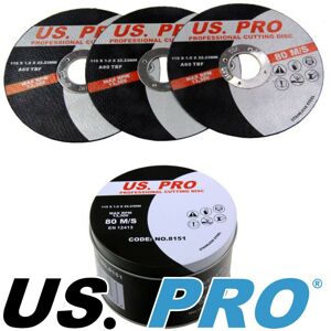 US PRO 50 PACK Professional 115 x 1.0 x 22.2mm Steel Cutting Discs NEW 8151 US PRO 50 PACK Professional 115 x 1.0 x 22.2mm Steel Cutting Discs NEW 8151