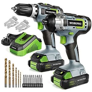 WORKPRO 20V Cordless Compact Drill Driver and Impact Driver, Combi Drill Includi WORKPRO 20V Cordless Compact Drill Driver and Impact Driver, Combi Drill Includi