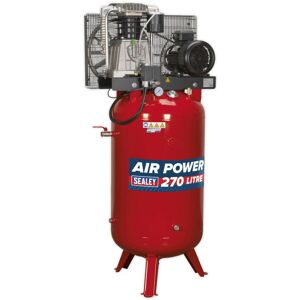 Loops 270 Litre Vertical Belt Drive Air Compressor - 2-Stage Pump - 7.5hp Motor Loops 270 Litre Vertical Belt Drive Air Compressor - 2-Stage Pump - 7.5hp Motor