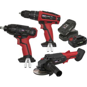 Loops 3x Cordless Power Tool Bundle & 2x Batteries - Drill Impact Driver Angle Grinder Loops 3x Cordless Power Tool Bundle & 2x Batteries - Drill Impact Driver Angle Grinder