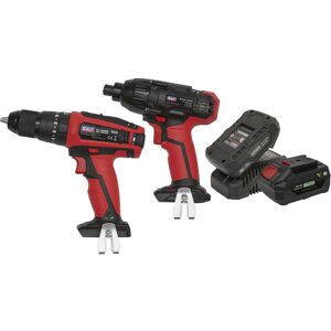 Loops 2x Cordless Power Tool Set & Li-Ion Battery - Hammer Drill & Impact Driver Loops 2x Cordless Power Tool Set & Li-Ion Battery - Hammer Drill & Impact Driver