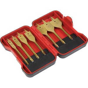 Loops 7 Piece Titanium Coated Flat Wood Drill Bit Set - 1/4" Hex Shank - Storage Box Loops 7 Piece Titanium Coated Flat Wood Drill Bit Set - 1/4" Hex Shank - Storage Box