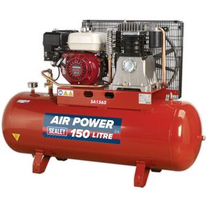 Loops 150 Litre Belt Drive Air Compressor - 6.5hp Petrol Engine - Gauge & Air Outlet Loops 150 Litre Belt Drive Air Compressor - 6.5hp Petrol Engine - Gauge & Air Outlet