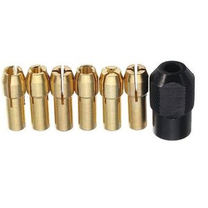 GreenZech 6Pcs 1-3.2mm Brass Drill Collet Chuck with M8x0.75mm Black Nut Rotary Tool Acces GreenZech 6Pcs 1-3.2mm Brass Drill Collet Chuck with M8x0.75mm Black Nut Rotary Tool Acces