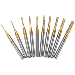 GreenZech 10Pcs 0.8-3mm Titanium Coated Engraving Milling Cutter Carbide Bits GreenZech 10Pcs 0.8-3mm Titanium Coated Engraving Milling Cutter Carbide Bits