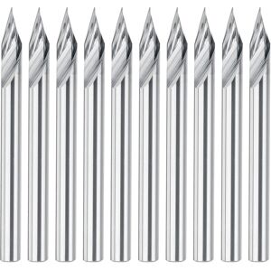 GreenZech 10Pcs 3.175mm Shank Engraving Bit End Milling Cutter 30 Degrees Tip 0.2mm Carbid GreenZech 10Pcs 3.175mm Shank Engraving Bit End Milling Cutter 30 Degrees Tip 0.2mm Carbid