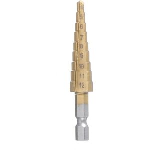 GreenZech 4-12mm Hex Shank HSS Titanium Coated Step Drill Bit Cone Hole Cutter GreenZech 4-12mm Hex Shank HSS Titanium Coated Step Drill Bit Cone Hole Cutter