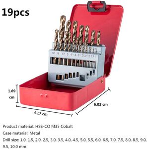 GreenZech () M35 Cobalt Drill Bit Set HSS-Co Jobber Length Twist Drill Bits with Metal Cas GreenZech () M35 Cobalt Drill Bit Set HSS-Co Jobber Length Twist Drill Bits with Metal Cas