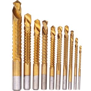 GreenZech 10pcs 3-13mm HSS Titanium Coated Twist Drill Bit Set Wood Metal Cutting Groove GreenZech 10pcs 3-13mm HSS Titanium Coated Twist Drill Bit Set Wood Metal Cutting Groove