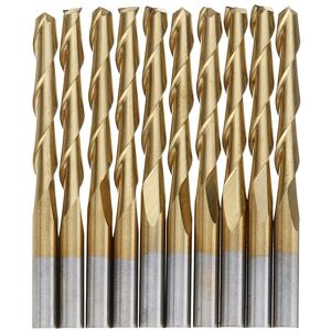 GreenZech (22mm) 10pcs 3.175mm Shank Titanium Coated Spiral Flat End Milling Cutter Two Fl GreenZech (22mm) 10pcs 3.175mm Shank Titanium Coated Spiral Flat End Milling Cutter Two Fl