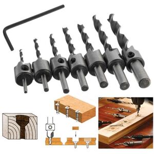 GreenZech 7pcs 3mm-10mm 5 Flutes Countersink Drill Bit Set HSS Carpentry Reamer Woodworkin GreenZech 7pcs 3mm-10mm 5 Flutes Countersink Drill Bit Set HSS Carpentry Reamer Woodworkin