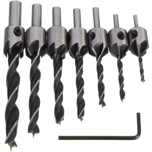 GreenZech 7pcs 5 Flute Countersink Drill Bit Set 3-10mm Carpentry Reamer Steel Woodworking GreenZech 7pcs 5 Flute Countersink Drill Bit Set 3-10mm Carpentry Reamer Steel Woodworking