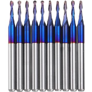 GreenZech (1.5mm) 10pcs 3.175mm Shank Blue Coated Spiral Ball Nose End Mill 0.8-3.175mm CN GreenZech (1.5mm) 10pcs 3.175mm Shank Blue Coated Spiral Ball Nose End Mill 0.8-3.175mm CN