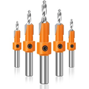 GreenZech 5Pcs 10mm Carbide Tip HSS Woodworking Countersink Drill Router Bit Set 8mm Shank GreenZech 5Pcs 10mm Carbide Tip HSS Woodworking Countersink Drill Router Bit Set 8mm Shank