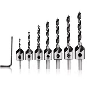 GreenZech 7pcs HSS 5 Flute Countersink Drill Bit Set Reamer 3-10mm Chamfer Drill Bits GreenZech 7pcs HSS 5 Flute Countersink Drill Bit Set Reamer 3-10mm Chamfer Drill Bits