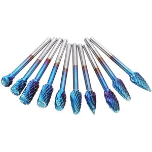 GreenZech 10Pcs 3mm Shank Blue Nano Tungsten Carbide Burrs 6mm Head Rotary File Set GreenZech 10Pcs 3mm Shank Blue Nano Tungsten Carbide Burrs 6mm Head Rotary File Set