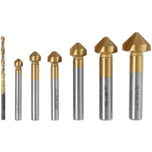 GreenZech 7pcs 5-10mm HSS Titanium Coated M6 Countersink Drill Bit 3 Flute Chamfer 90 Degr GreenZech 7pcs 5-10mm HSS Titanium Coated M6 Countersink Drill Bit 3 Flute Chamfer 90 Degr