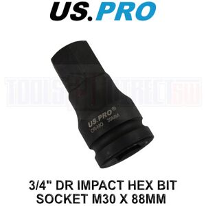 US PRO Tools 30mm X 88mm 3/4" DR Impact Hex Bit Socket 3778 US PRO Tools 30mm X 88mm 3/4" DR Impact Hex Bit Socket 3778