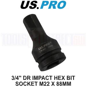 US PRO Tools 22mm X 88mm 3/4" DR Impact Hex Bit Socket 3775 US PRO Tools 22mm X 88mm 3/4" DR Impact Hex Bit Socket 3775