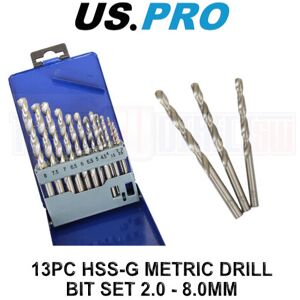 US PRO Tools 13PC HSS-G Metric HSS Drill Bit Set 2-8mm Bits 2414 US PRO Tools 13PC HSS-G Metric HSS Drill Bit Set 2-8mm Bits 2414