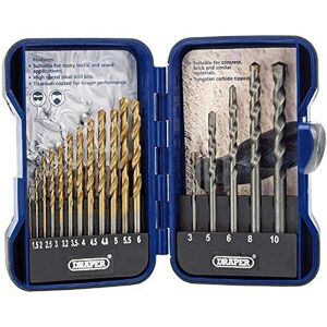 Draper 18551 Combined HSS and Masonry Drill Bit Set, Blue, 17 Pcs Draper 18551 Combined HSS and Masonry Drill Bit Set, Blue, 17 Pcs