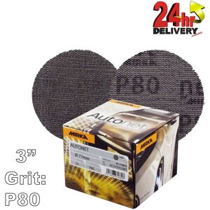 Mirka Autonet 77mm 3" Box 50 Sanding Discs - P80 Grit Abranet Mirka Autonet 77mm 3" Box 50 Sanding Discs - P80 Grit Abranet