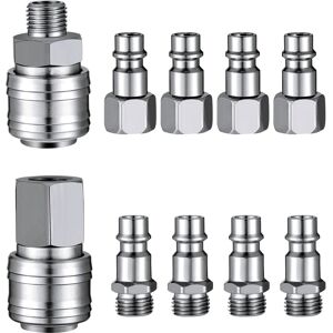 Yadong 10 Pcs Air Line Hose Euro Connectors, Airline Hose Compressor Fittings 1/4" BSP Yadong 10 Pcs Air Line Hose Euro Connectors, Airline Hose Compressor Fittings 1/4" BSP