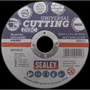 Sealey Multipurpose Cutting Disc Ø115 x 1.6mm Ø22.2mm Bore Sealey Multipurpose Cutting Disc Ø115 x 1.6mm Ø22.2mm Bore