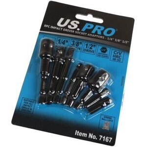 us pro 8pc Impact Driver Socket Adaptors 1/4" 3/8" 1/2" - 1/4" Hex DR us pro 8pc Impact Driver Socket Adaptors 1/4" 3/8" 1/2" - 1/4" Hex DR