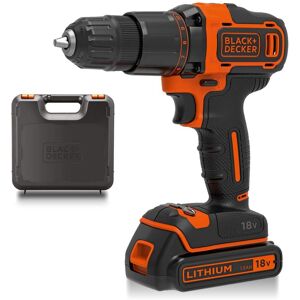 Black & Decker BLACKDECKER 18 V Cordless 2-Gear Combi Hammer Drill Power Tool with Kitbox, 1.5 Black & Decker BLACKDECKER 18 V Cordless 2-Gear Combi Hammer Drill Power Tool with Kitbox, 1.5