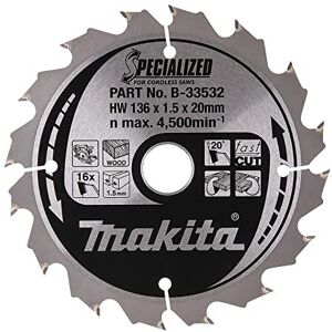Makita B-33532 Specialized Blade for Cordless Saws 136x20x16T Makita B-33532 Specialized Blade for Cordless Saws 136x20x16T