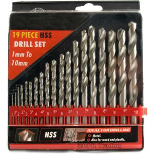 Neilsen 19PC HSS Metric Drill Set 1mm - 10mm High Speed Steel Wood Plastic Neilsen 19PC HSS Metric Drill Set 1mm - 10mm High Speed Steel Wood Plastic