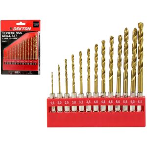 Dekton 13pc HSS Drill Metal Bits Set Titanium Coated 1/4" Hex Fits Impact Driver Dekton 13pc HSS Drill Metal Bits Set Titanium Coated 1/4" Hex Fits Impact Driver