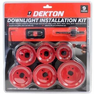 Dekton 9pc Down Lights Hole Drill Cutter Saw Holesaw Kit Set 51mm 60mm 65mm 72mm Dekton 9pc Down Lights Hole Drill Cutter Saw Holesaw Kit Set 51mm 60mm 65mm 72mm