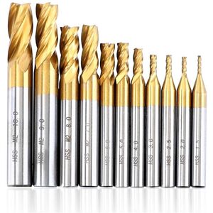 GreenZech (9mm) 1.5-10mm Titanium Coated HSS 4 Flute End Mill Cutter CNC Drill Bit Milling GreenZech (9mm) 1.5-10mm Titanium Coated HSS 4 Flute End Mill Cutter CNC Drill Bit Milling