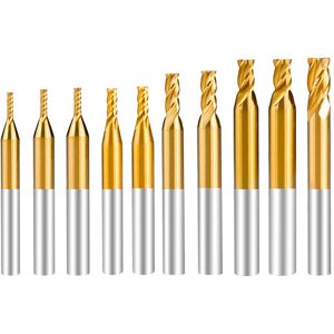 GreenZech 10Pcs 1.5-6mm Titanium Coating HSS 4 Flute End Mill Cutter CNC Drill Bit Set GreenZech 10Pcs 1.5-6mm Titanium Coating HSS 4 Flute End Mill Cutter CNC Drill Bit Set