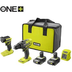 REFURBISHED Ryobi R18PD3-2C20SLF 18V ONE+ Cordless Combi Drill & Torch Starter Kit (2 x 2.0A REFURBISHED Ryobi R18PD3-2C20SLF 18V ONE+ Cordless Combi Drill & Torch Starter Kit (2 x 2.0A
