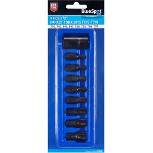 BlueSpot Blue Spot Tools - 9 PCE 1/2" Impact Torx Bits (T30-T70) BlueSpot Blue Spot Tools - 9 PCE 1/2" Impact Torx Bits (T30-T70)