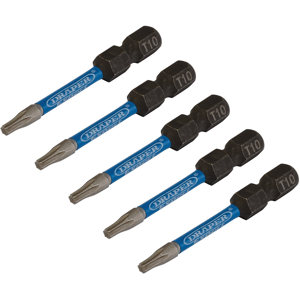 Draper T10X50MM IMPACT S/D BIT 5PK 05649 TX-STARÂ Impact Screwdriver Bits, 1/4" Draper T10X50MM IMPACT S/D BIT 5PK 05649 TX-STARÂ Impact Screwdriver Bits, 1/4"