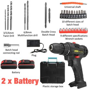 GreenZech (Two Batteries, US Plug) 32pcs 36VF Cordless Brushless Electric Impact Drill Rec GreenZech (Two Batteries, US Plug) 32pcs 36VF Cordless Brushless Electric Impact Drill Rec